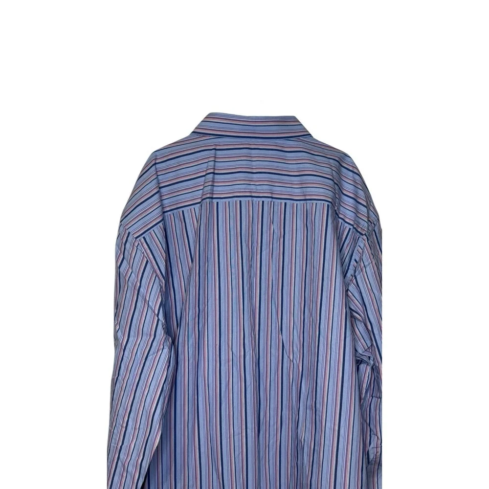 Tailorbyrd Mens Shirt Striped Button Up Long Sleeve Cuffed Multicolor Cotton 3XL